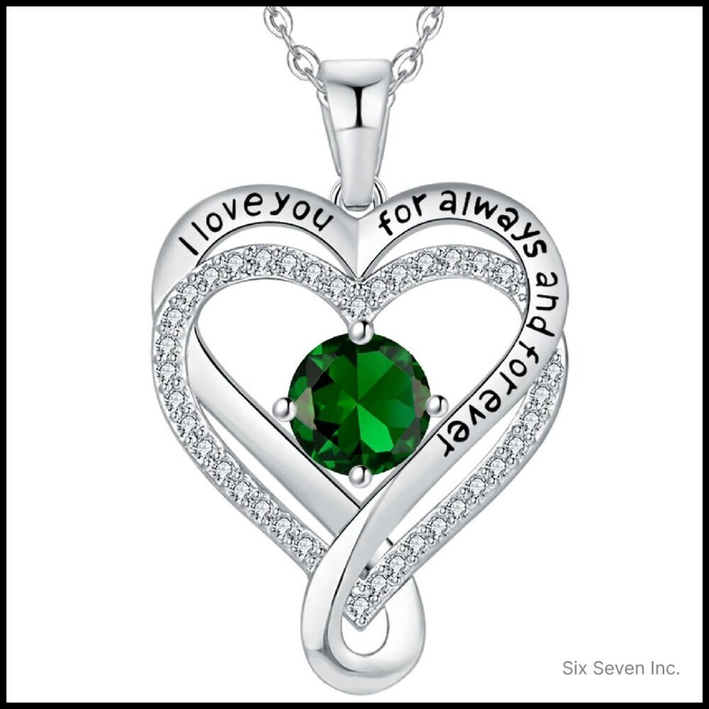 Sterling Silver Infinity Heart Birthstone Necklace Elegant Anniversary Gift